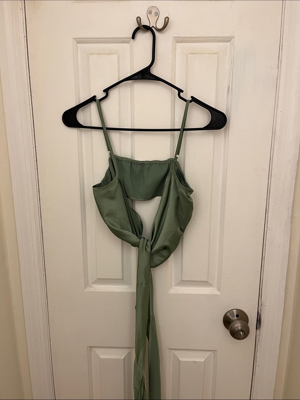 Satin Green Tie-Front Camisole